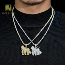 Cartoon Figure Rhodium Plated Animal Pendant Pendant Moissanite Hip Hop Rock Gorilla King Kong Cartoon Movie Character Gifts