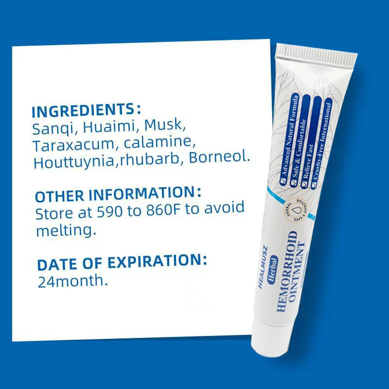 Hemorrhoids Ointment Anal Crack Internal External Piles Anal Fissure Analgesic Chinese Herbal Cream 20g