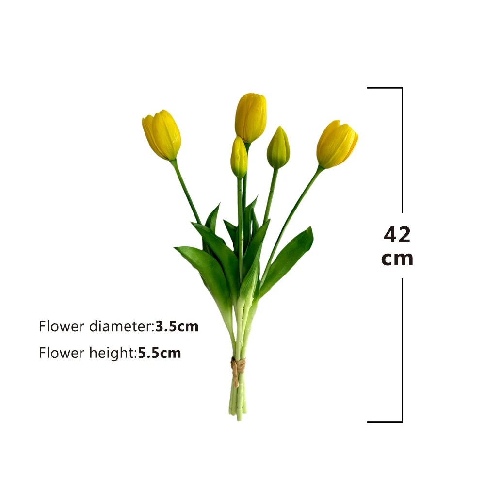 product qyy 5 heads tulips high quality white tulip artificial flowers real touch single stem home decor christmas halloween-55