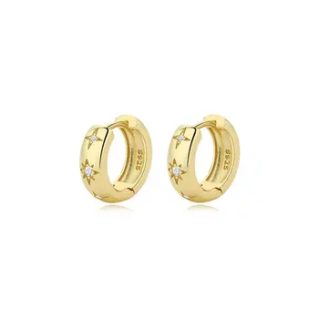 New Arrivals Cz Star Huggie Earrings Jewellery S925 Silver Zircon Starburs Gold Hoop Earrings For Woman