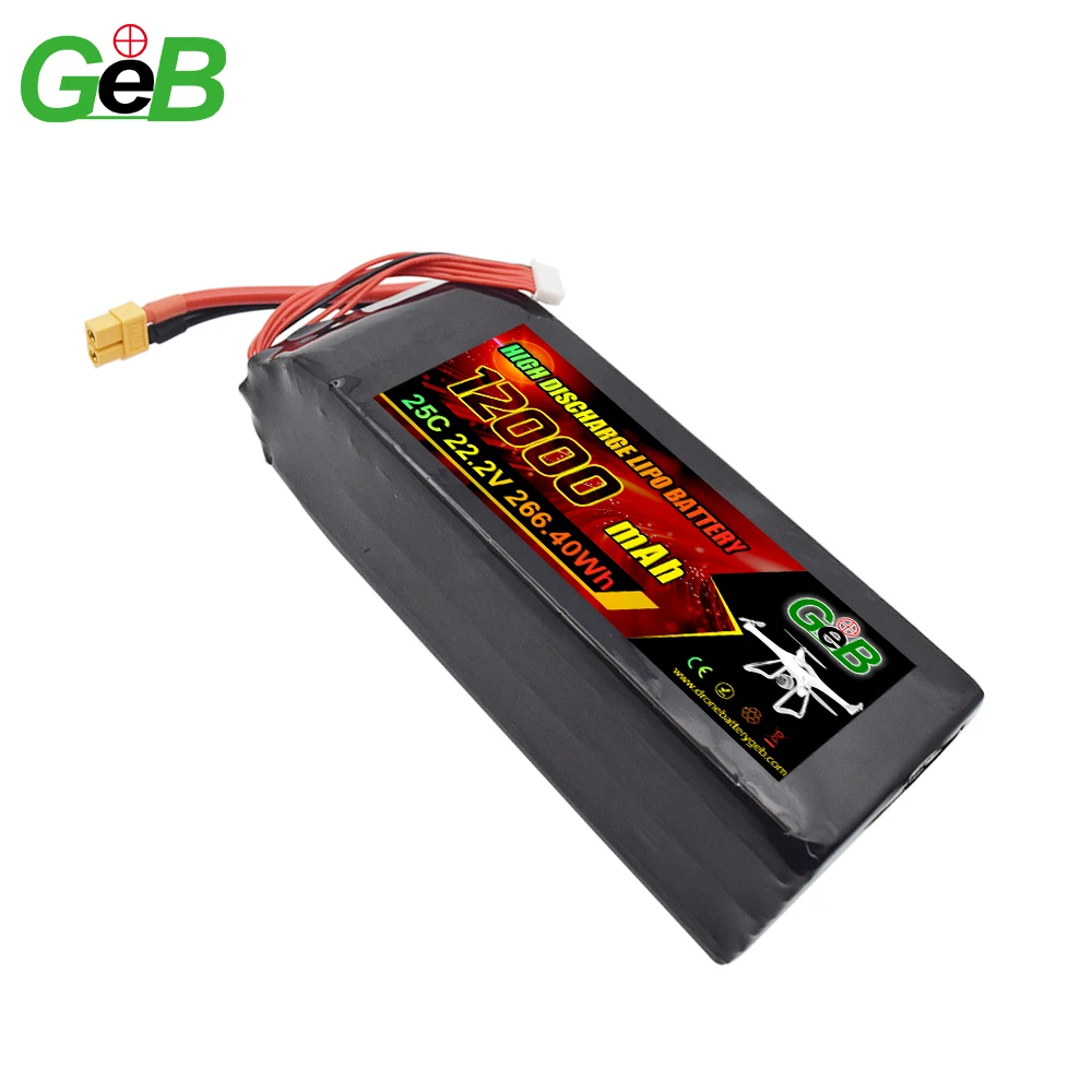 25C GEB 工場価格 Lipo ドローン バッテリー 6S 12000mah ドローン バッテリー 22.2V 6S 25C ドローン用充電式 Lipo バッテリー