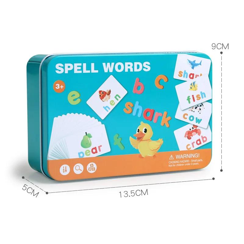 新作アルファベットABC学習 教育玩具 木製パズル フラッシュカード 幼児向けアクティビティ文字綴りゲーム 子供・幼児向け