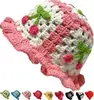 #Sombreros de pescador de crochet rosa cereza aa1 para mujer