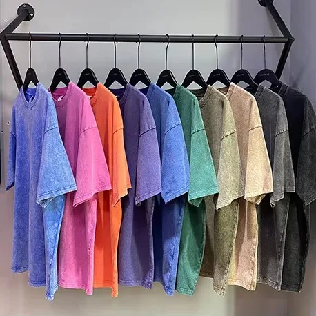High Quality Tshirt Men's 100% Cotton Summer T Shirt Sales Leader Factory Direct Sales Can Be Customized Acid-washed T-shirt