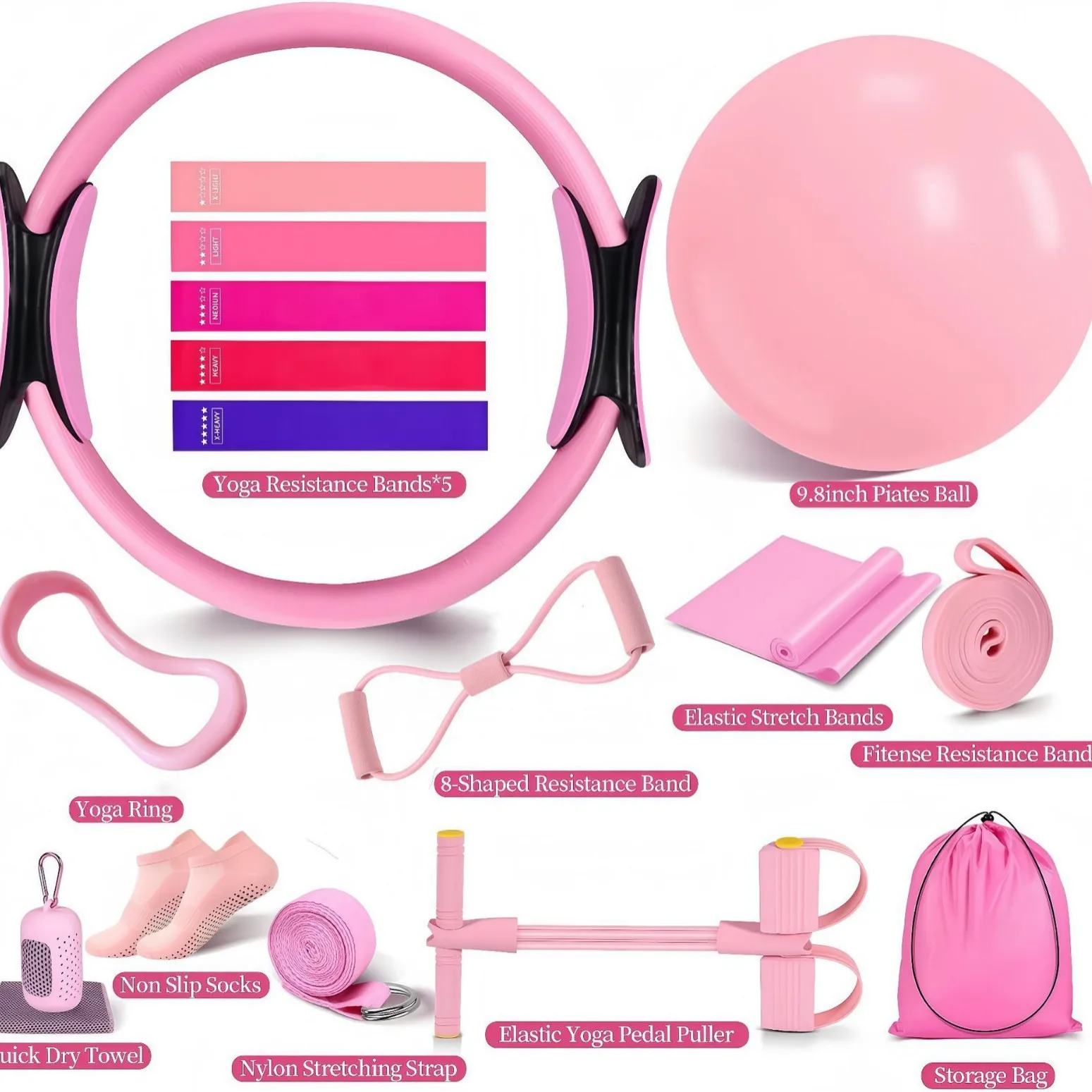 Best Seller 16-Piece Fitness Home Exercise Yoga Pilates Equipment Bundle product detail 2