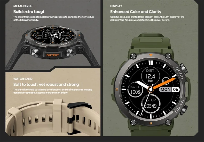 Zeblaze Vibe 7 Rugged Smartwatch Make/Receive Calls 25 Days Battery Life 100+ Sports Modes Smart Watch for Men(5).jpg