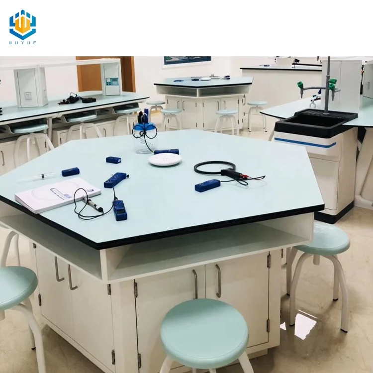 School Science Lab Hexagonal Table Chemical Resistant Work Bench