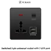 1GANG 3PIN 2USB