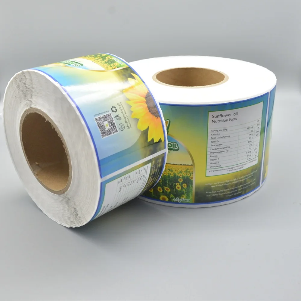 Private Label Stickers Cooking Oil Sunflower Seed Edible Blend Olive Oil Pizza Snacks Pet Food UV Art Paper Thermal Vinyl