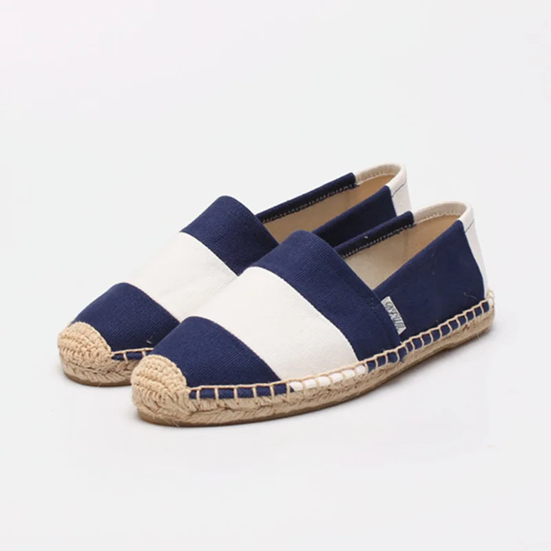Customizable Comfortable Women's Canvas Flats Summer Espadrilles with Hemp Rope Casual Slip-On Shoes for Ladies