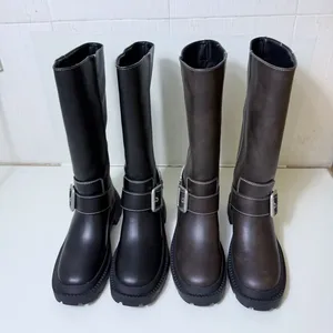 QuiteS Spring Winter New Slimming Straight Leg Belt Buckle Boots Sexy Party Casual Shoes for Women