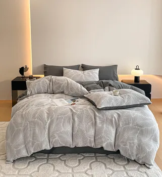 Luxury 100% Cotton Bedding 4 Piece Sheet Set king Size Duvet Cover Set Custom Printed Bed Sheet