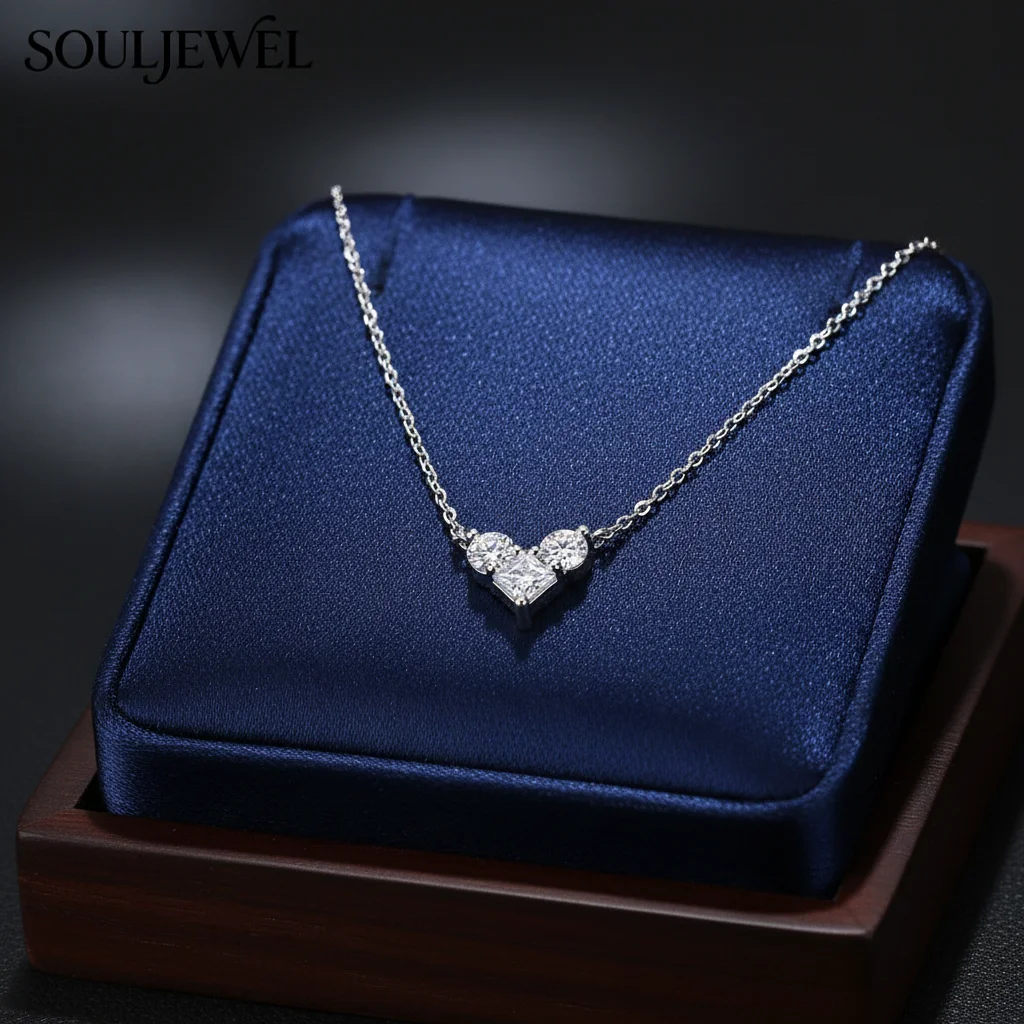 925 Silver Heart Moissanite Pendant Necklace