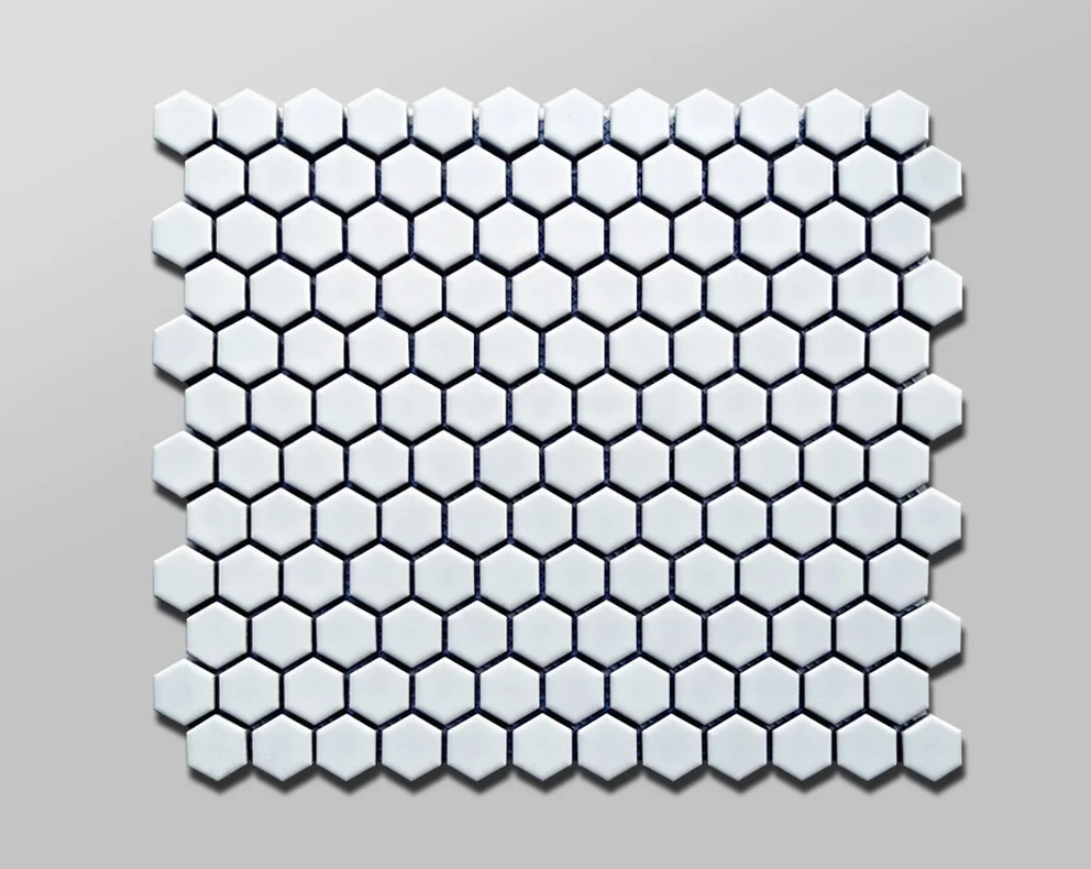 Full Porcelain Hexagonal Mosaic Tile Ceramic Glazed Frosted Bathroom Toilet Kitchen Balcony Black White Tile