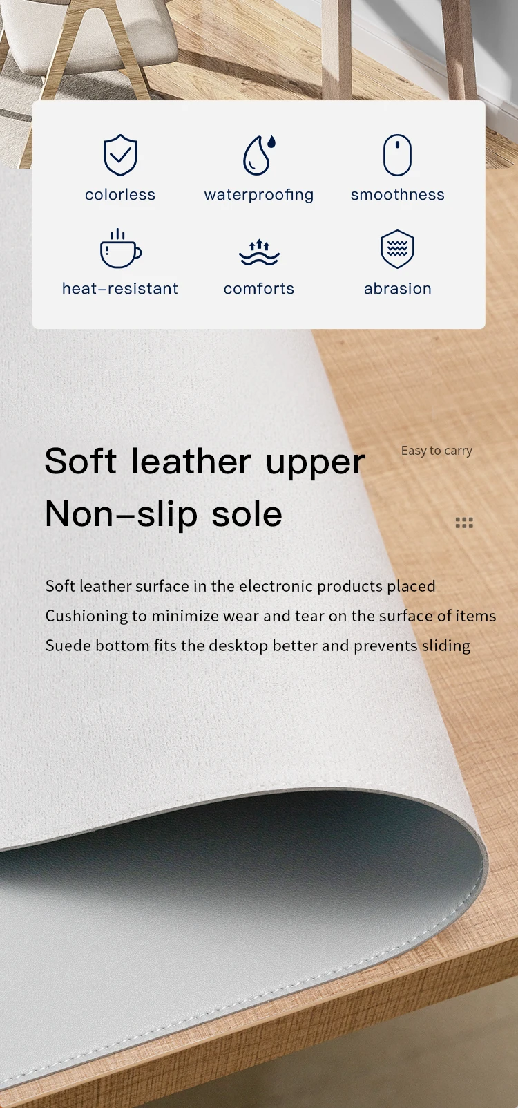 Leather mouse pads oversized dirt-resistant double-sided available leather office computer desk pads small batch customization
