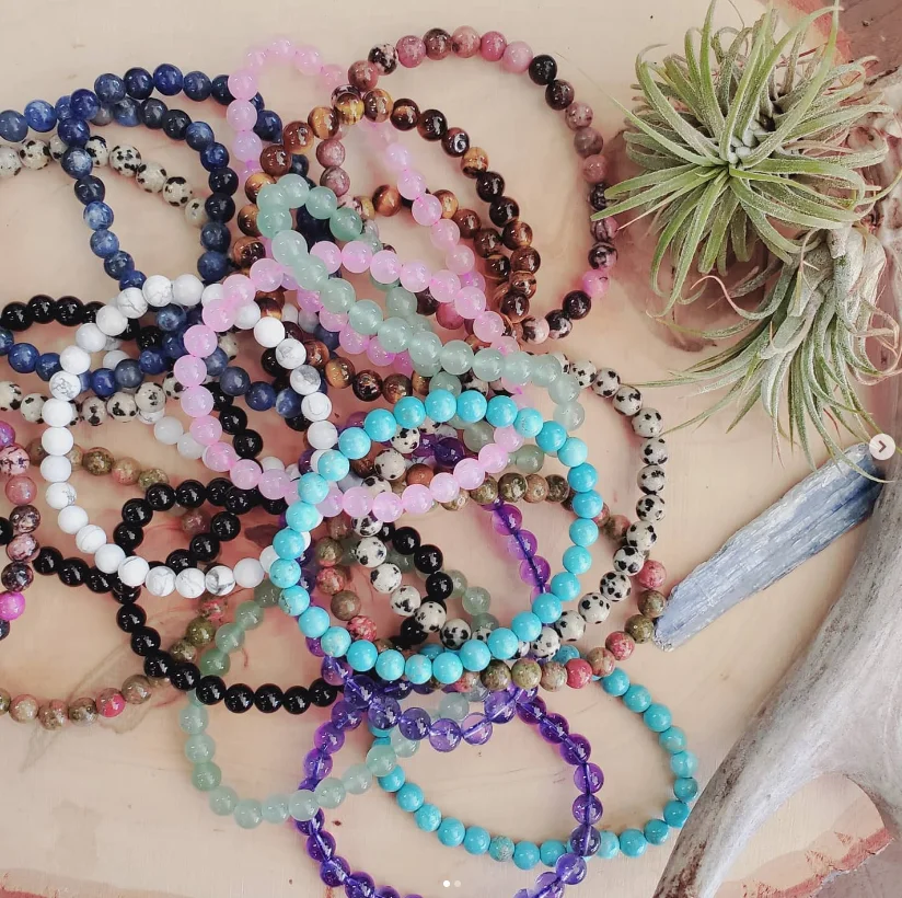 Hamoery Donne Uomini 8mm Perline Bracciale Elastico Pietra