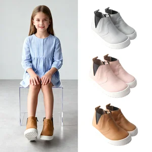 Babyhappy Wholesale Spring Autumn Leather Ankle Boots Zip-up Leather Minimalist Kids Unisex Barefoot Boots