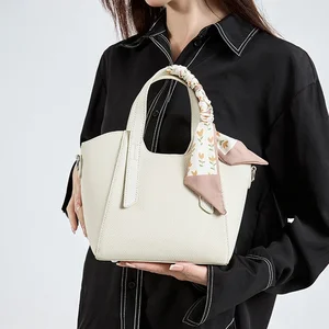 2026 A-155 Women's Fashionable Genuine Leather Crossbody Handbag Large Capacity Waterproof Vegetable Basket Bucket Bag