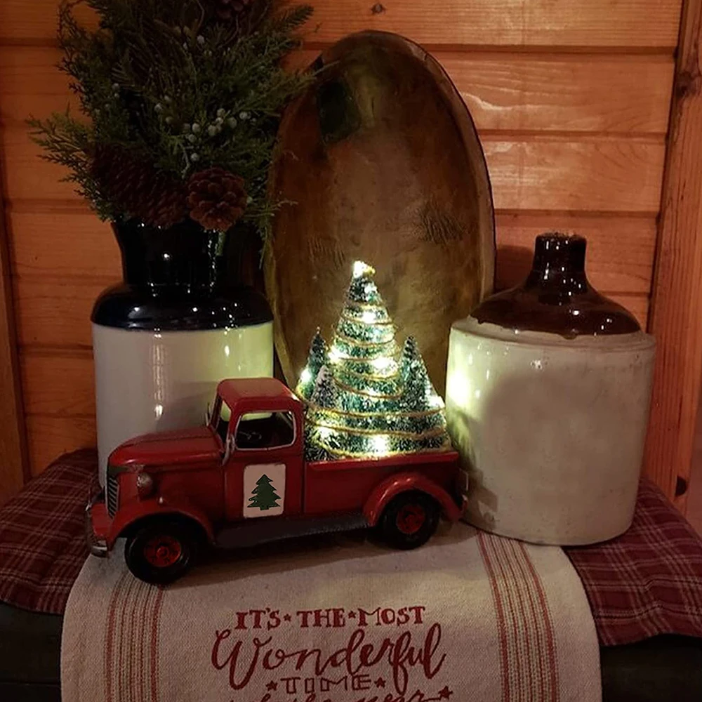 Red Farm Truck Christmas Red Truck Decor Farmhouse Vintage Red Pickup