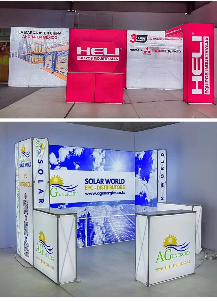 Customized Hot Sale Portable Advertising Counter Promotion Pop Up Table Stand For Trad Show LED Reception Desk