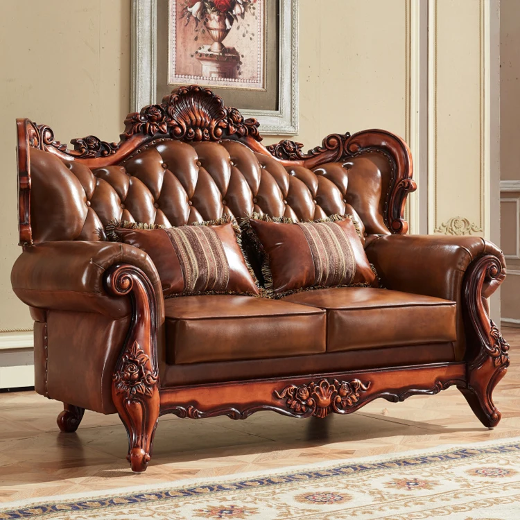 European Furniture Design Deluxe Baroque Top Grain Wood Carving Classical Leather Antique Sofa Buy Antique European Baroque Leather French Sofa Set Furniture Carved Antique Living Room Sofa Set Traditional Antique Sofa Wood Carved