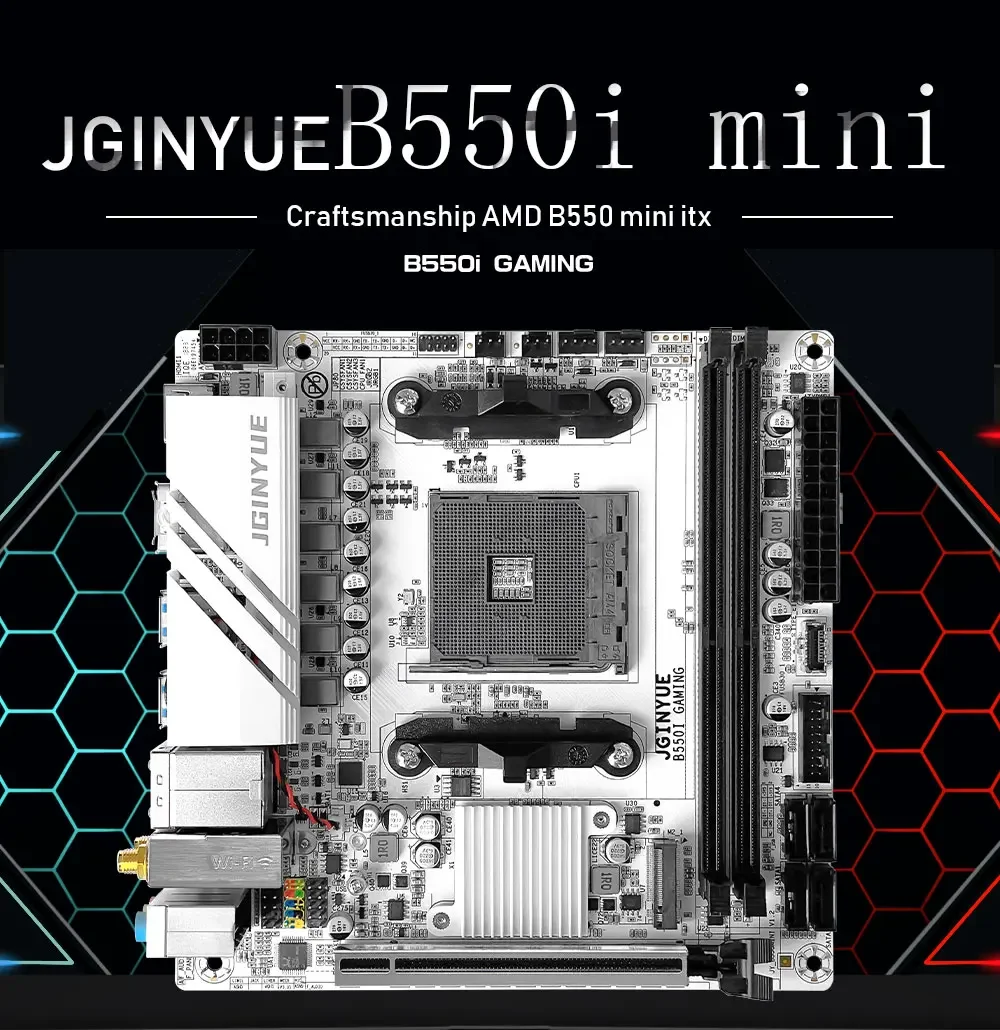 JGINYUE B550I GAMING Motherboard - 64GB M.2 Socket AM4 DDR4 Mini-itx
