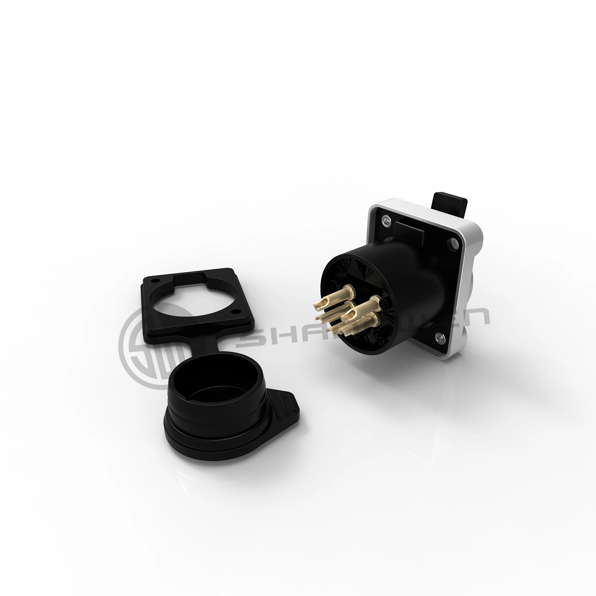 Outdoor Waterproof Black Silver Shell Audio XLR 5pin Connector High Quality Female Socket