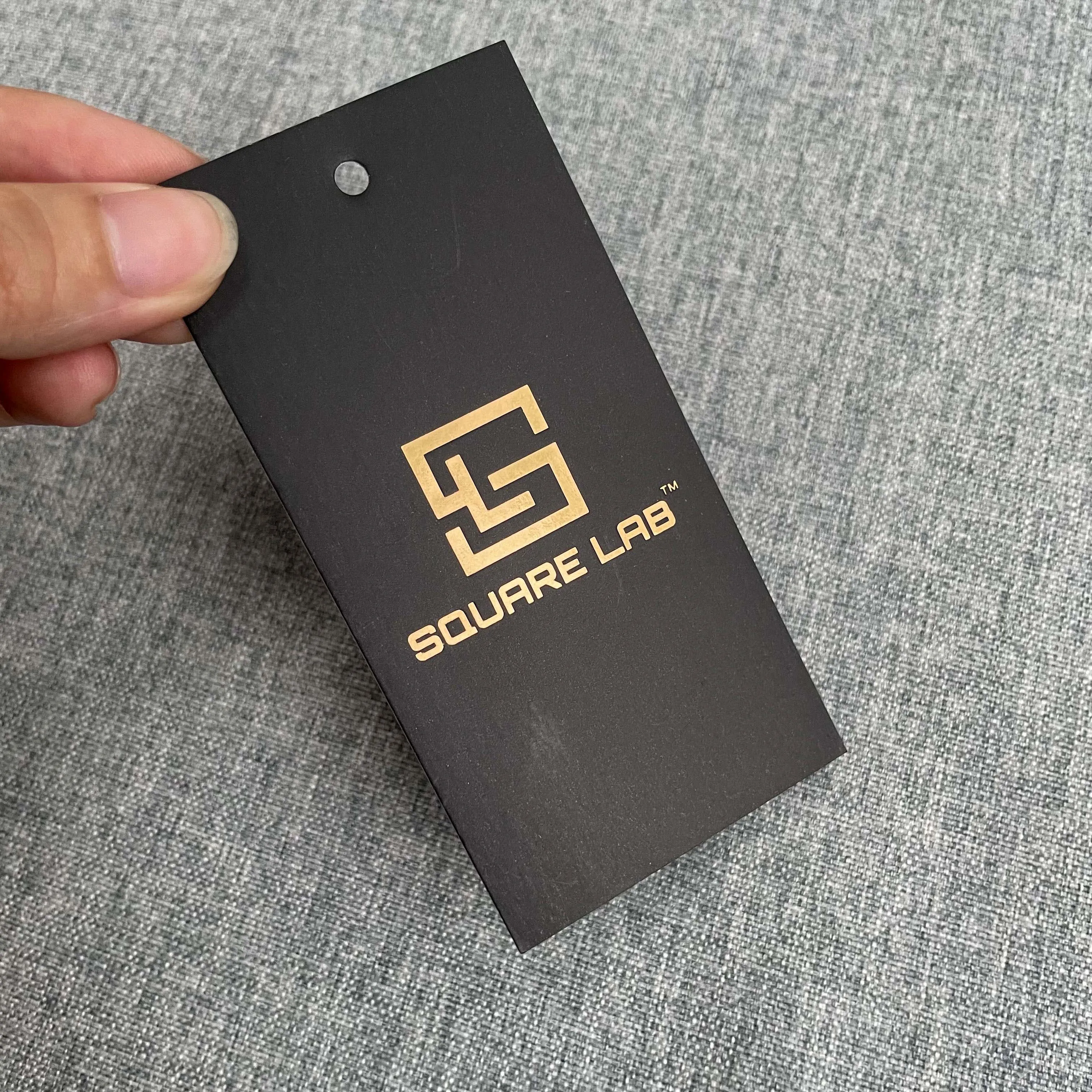 Black Paper with Gold Print Logo Hang Tag for Wholesale - China