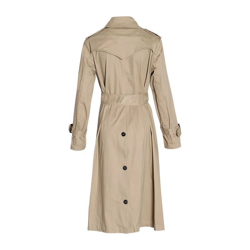 Women's New Double-breasted Waist Long Trench Coat Loose Ladies Luxury ...