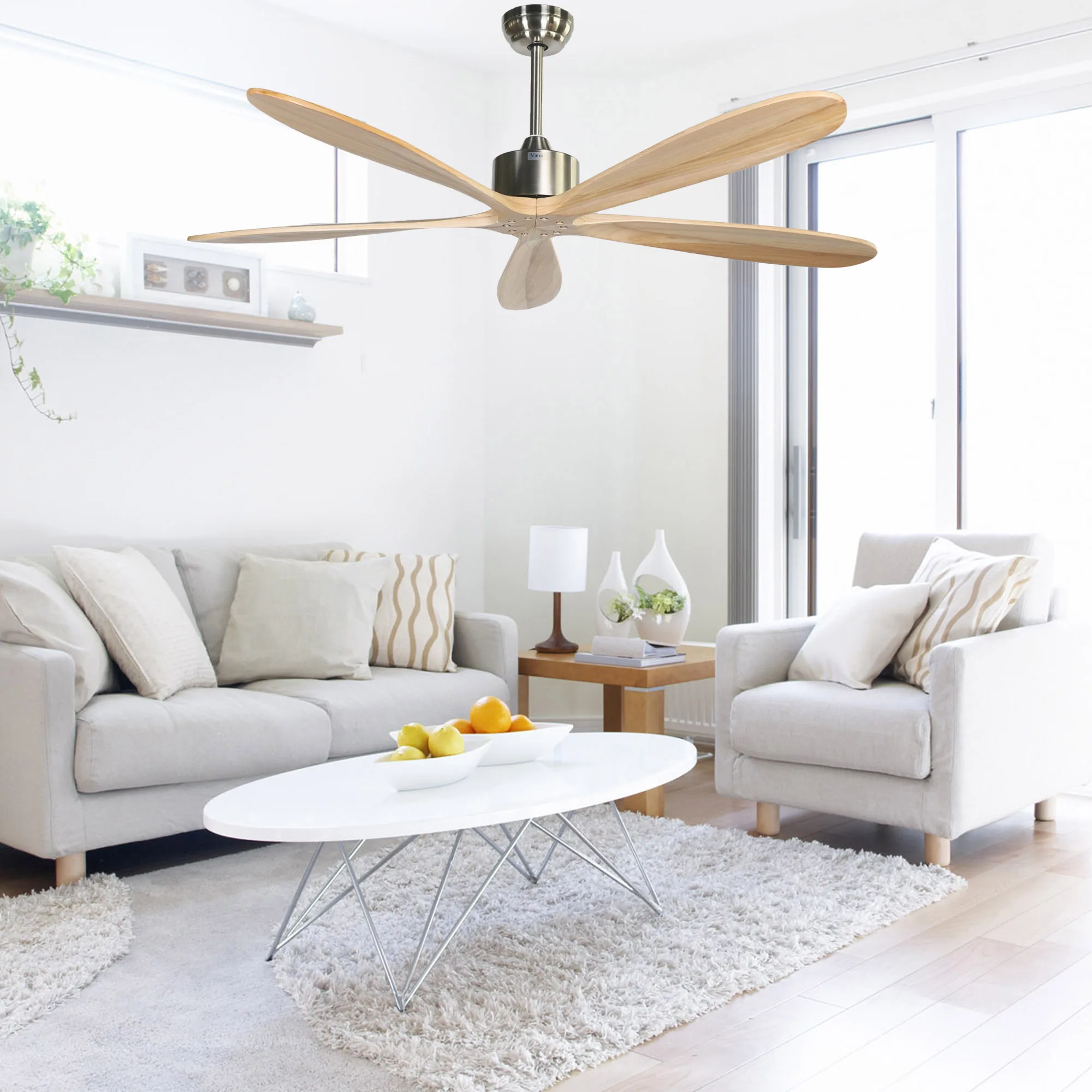 木製52インチ・60インチシーリングファン 5枚羽・リモコン付きDCファン