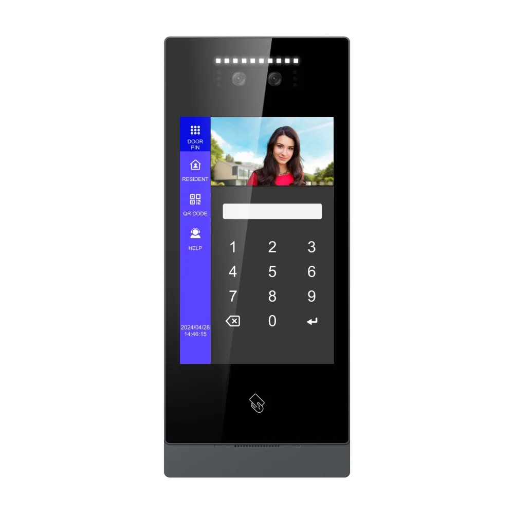 Wireless Smart 8 Inch LCD Touch Screen Cloud Basaed APP Control Facial Unlock Multi Apartment IP Video Intercom