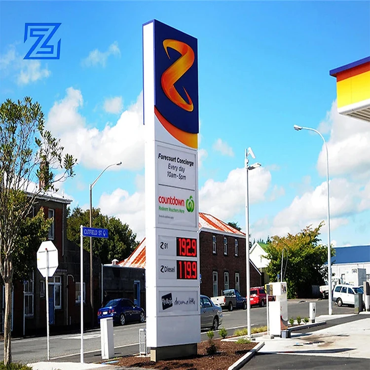 Large Led Building 4s Shop Pylon Sign Standing Advertising Signage for Car Shop Auto Dealer Signs Petrol Station Gas Station