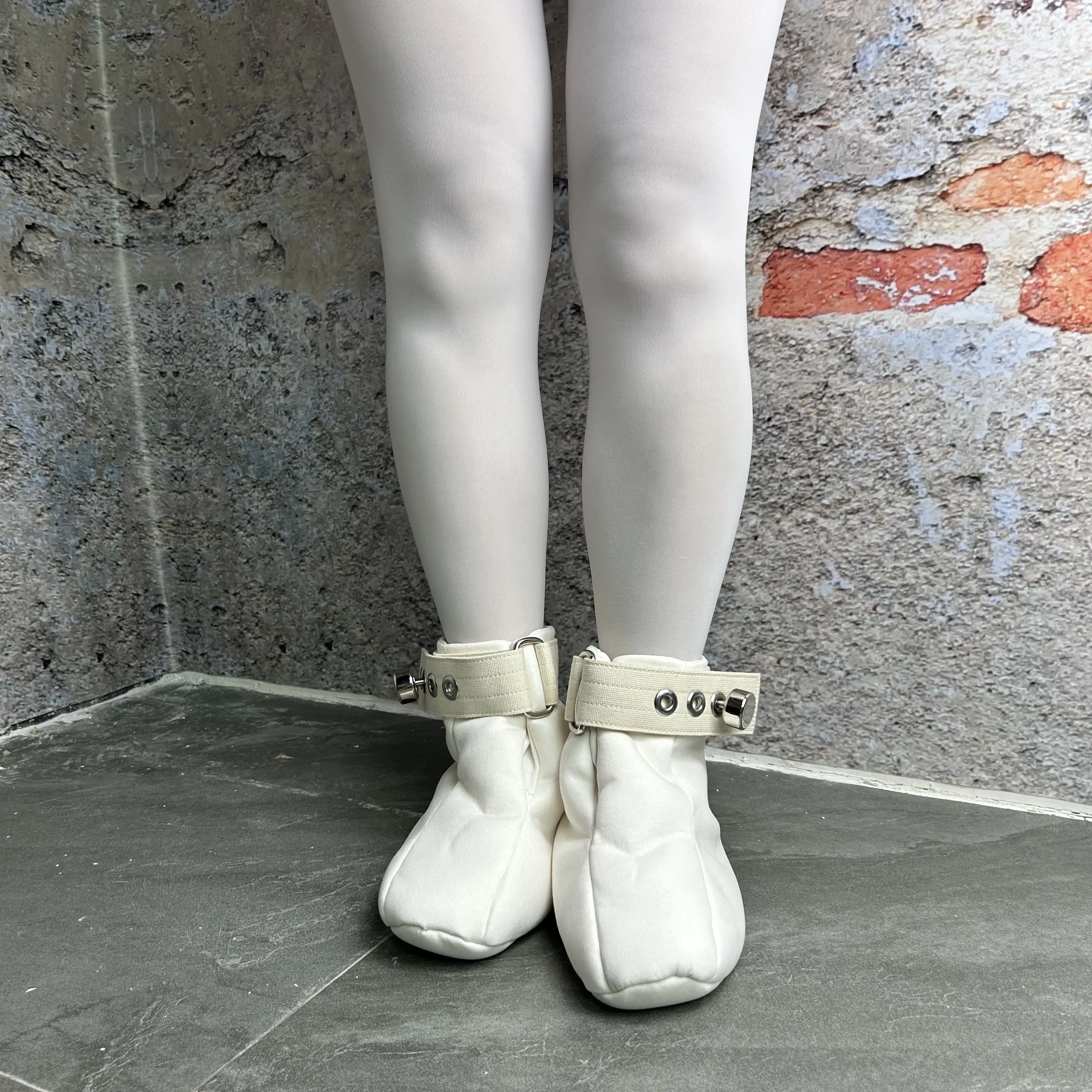 Adult Restraining Booties with Spikes Rivet Insoles and Buckle ABDL Punishment Foot Bondage Lockable Shoes for Crawling Habit