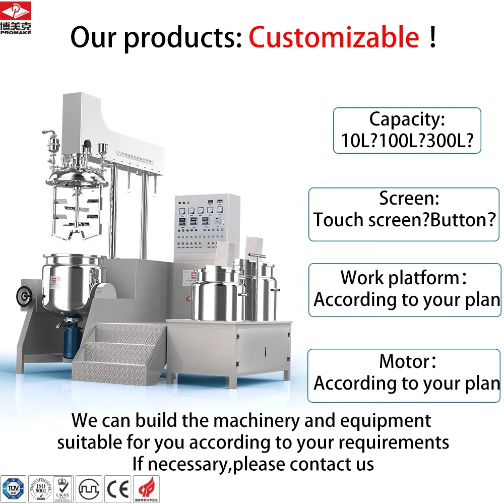 500-5000L Vacuum Homogenizing Mixing Tank for Blender Cosmetic Agitator Mixer Emulsifying Stirring Cream Suppository Soft Gel