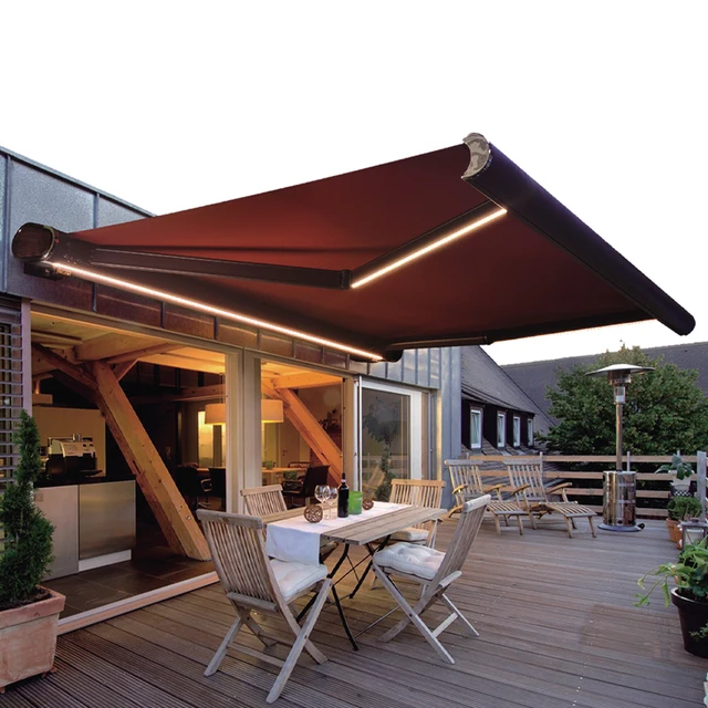 Large Electric Motorized Aluminum Alloy Frame Garden Sun Shades Outdoor Patio Awning with Full Cassette for inside outside Use