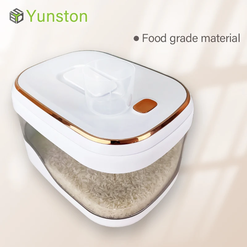 Food Grade Safe Large Capacity Bucket Kitchen Rice Storage Push Button Sealed Convenient Rice Bucket with Lid