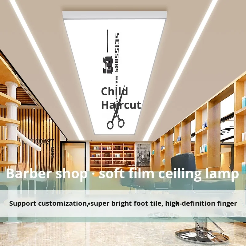 Pellicola luminosa trasparente senza telaio ad alta definizione per soffitto illuminato speciale per salone di bellezza e barbiere, apparecchio di illuminazione professionale