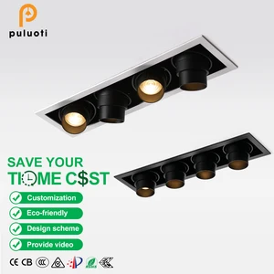 High Quality 40W Indoor LED Spotlight White 15-60° Adjustable Square Ceiling Recessed Energy Saving for Office Hotel MR16/GU10