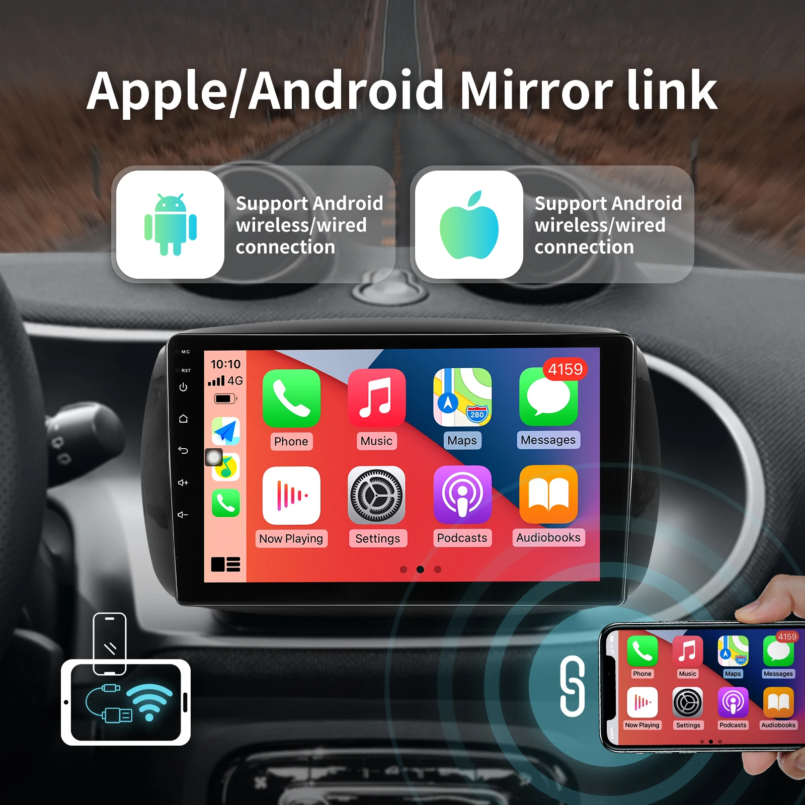Cooling System Touchscreen Car Stereo Alarm Gps Mirror Indash Dash Cam Radio With Reverse Backup Camera and Gps System