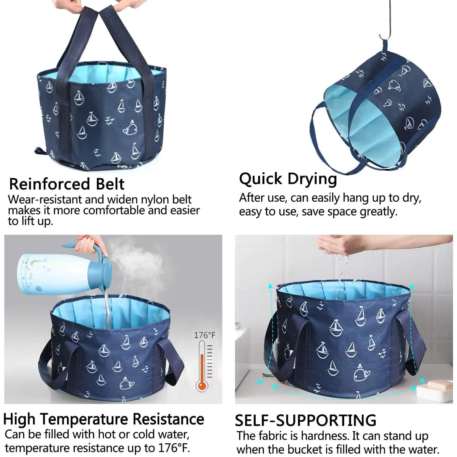 Multifunctional 25L Collapsible Water Bucket Travel Foot Bath Tub Outdoor Camping Custom Logo Wash Basin Plastic Cloth Material