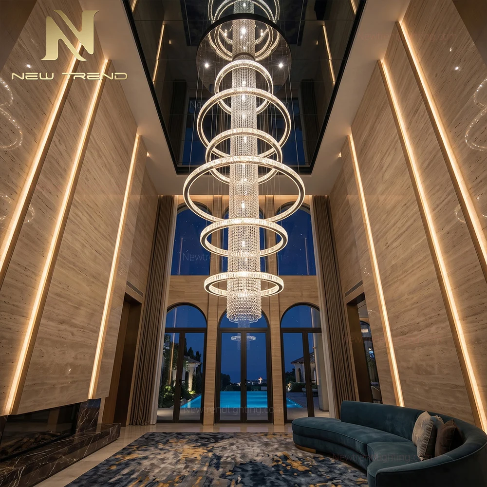 CPL-510 Custom Free-Form Crystal Chandelier: Luxury Architectural LED Lighting Manufacturer for Villas & Foyers
