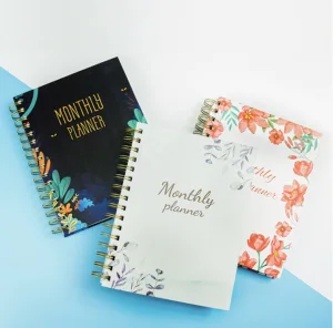 N756 Custom A5 Spiral Notebook Hardcover Journal Planner with Thread Sewing Binding Paper Cover Agenda 112 Sheets
