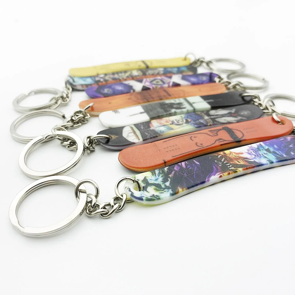 Custom Personalized Copy Printing Plastic Colorful Mini Ski Board Snowboard Gift Keychain