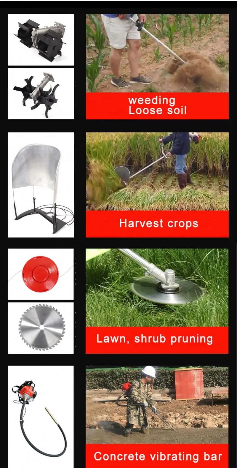 Four Stroke Knapsack Type Small Multifunctional Agricultural Gasoline Land Reclamation and Weeding Household Weeding Machine