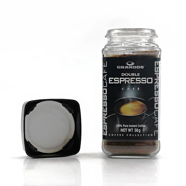 Factory Manufacture Empty 50g Square Glass Canning Jars for Coffee Sugar Food Grade Spice Tea With Black Plastic Lid