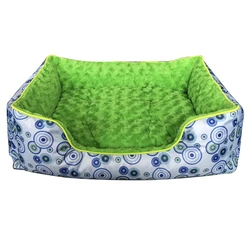 Factory supply printed green dog bed cushion pet calming bed washable faux fur dog bed NO 1