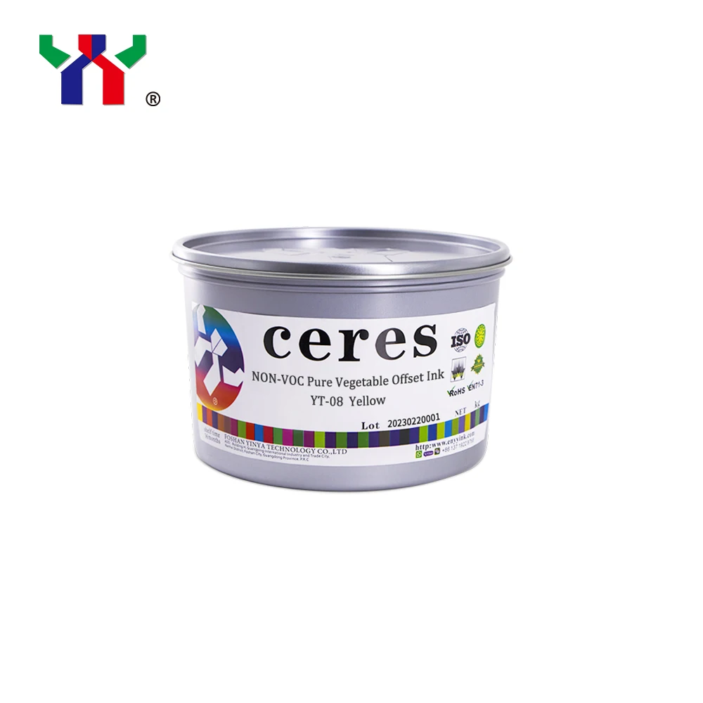 Ceres Top-rated Solvent Based Ink YT-08 Pure Vegetable Ink Yellow Cyan Black Magenta Offset Printing Ink From Plant