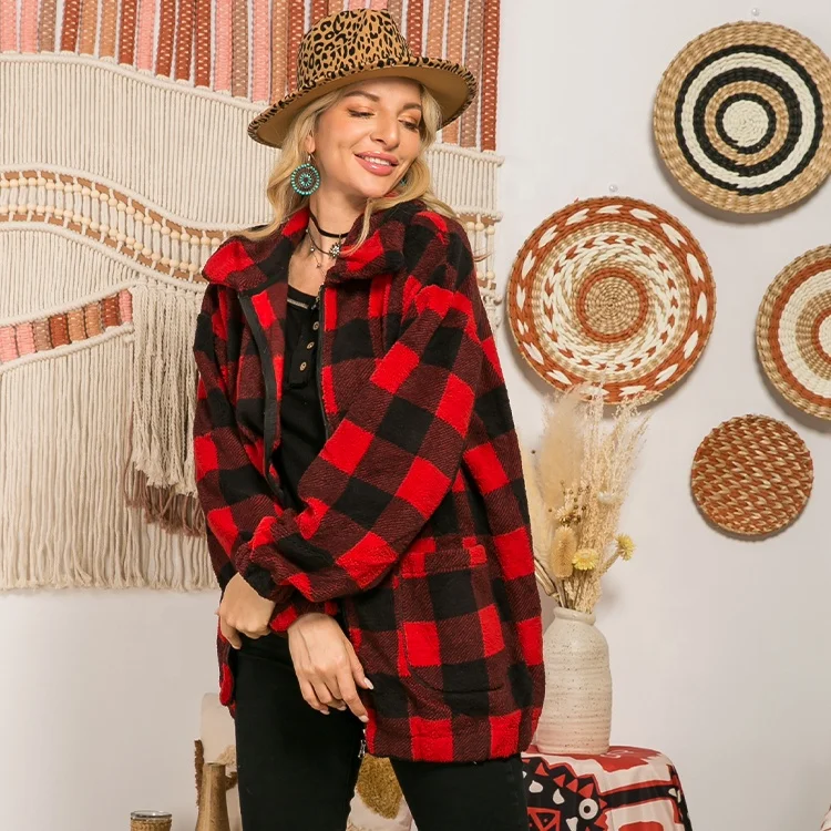 plus size buffalo plaid jacket