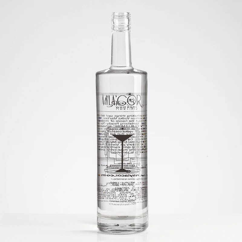 Custom Designed Printed 750ml Frosted Vodka Glass Bottles