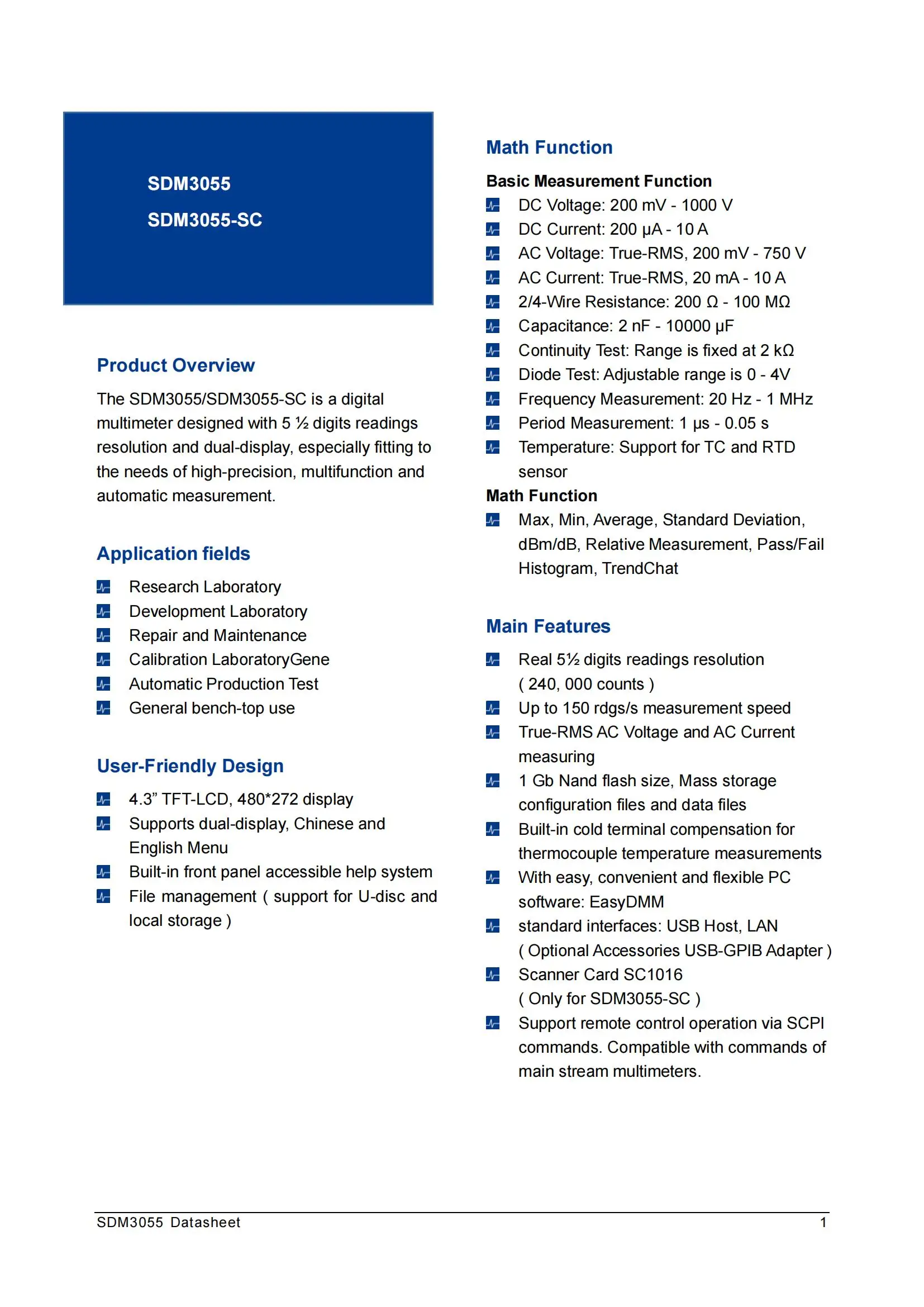 China Siglent Sdm3055-sc 5 1/2 Diode Connectivity Testing Digits Dual ...